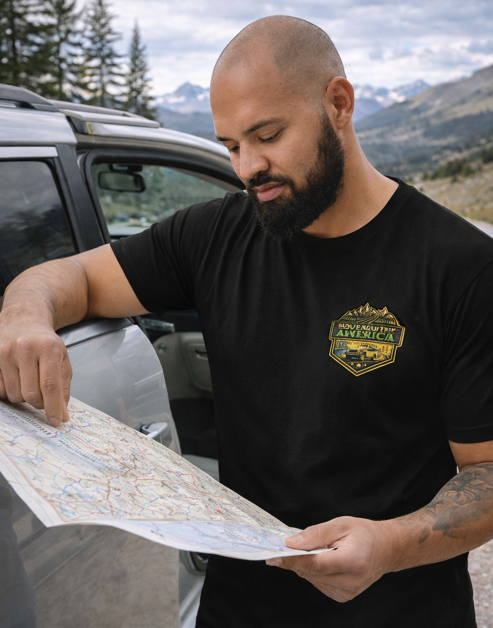 Adventure Awaits - Men's Road Trip T-Shirt